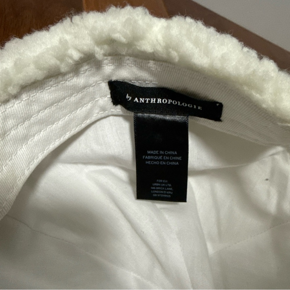 Anthropologie Sherpa White Fleece Baseball Cap / Hat - Picture 5 of 9